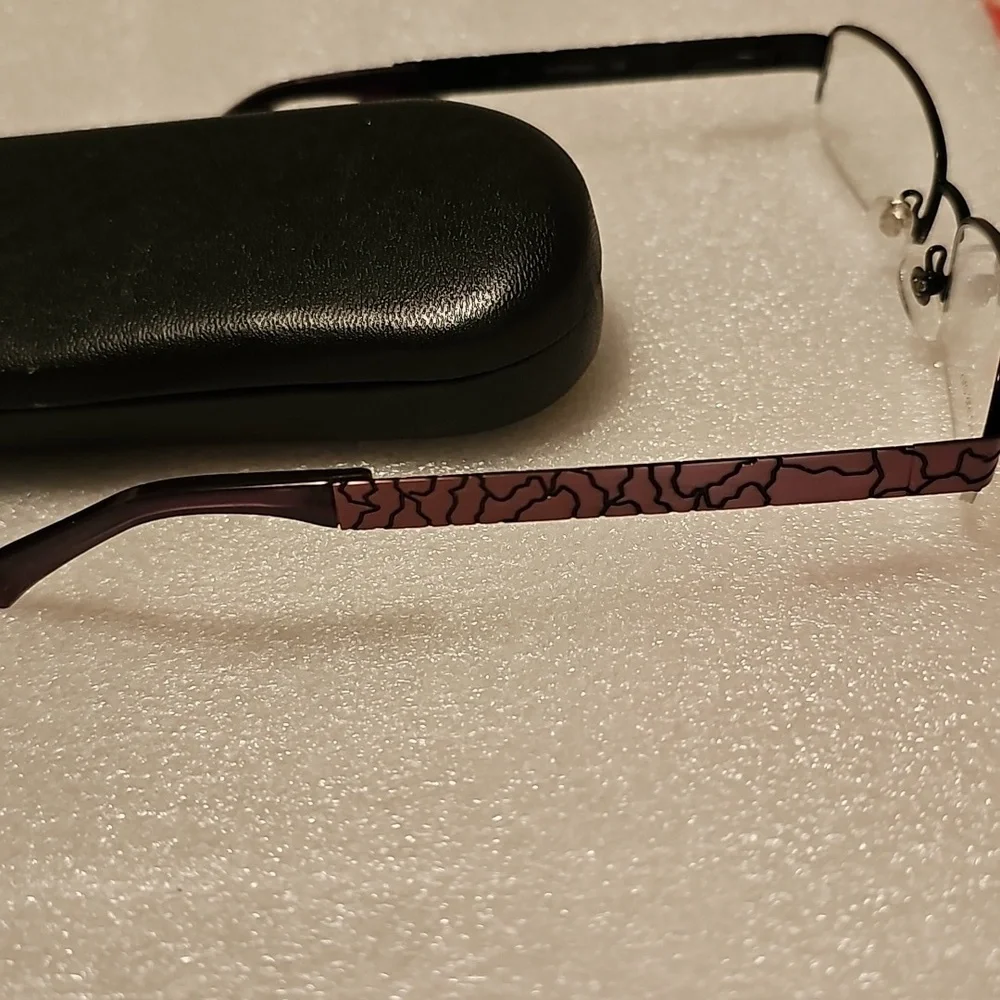 Sleek Dark Metal Rectangular Glasses demo frames only half rim